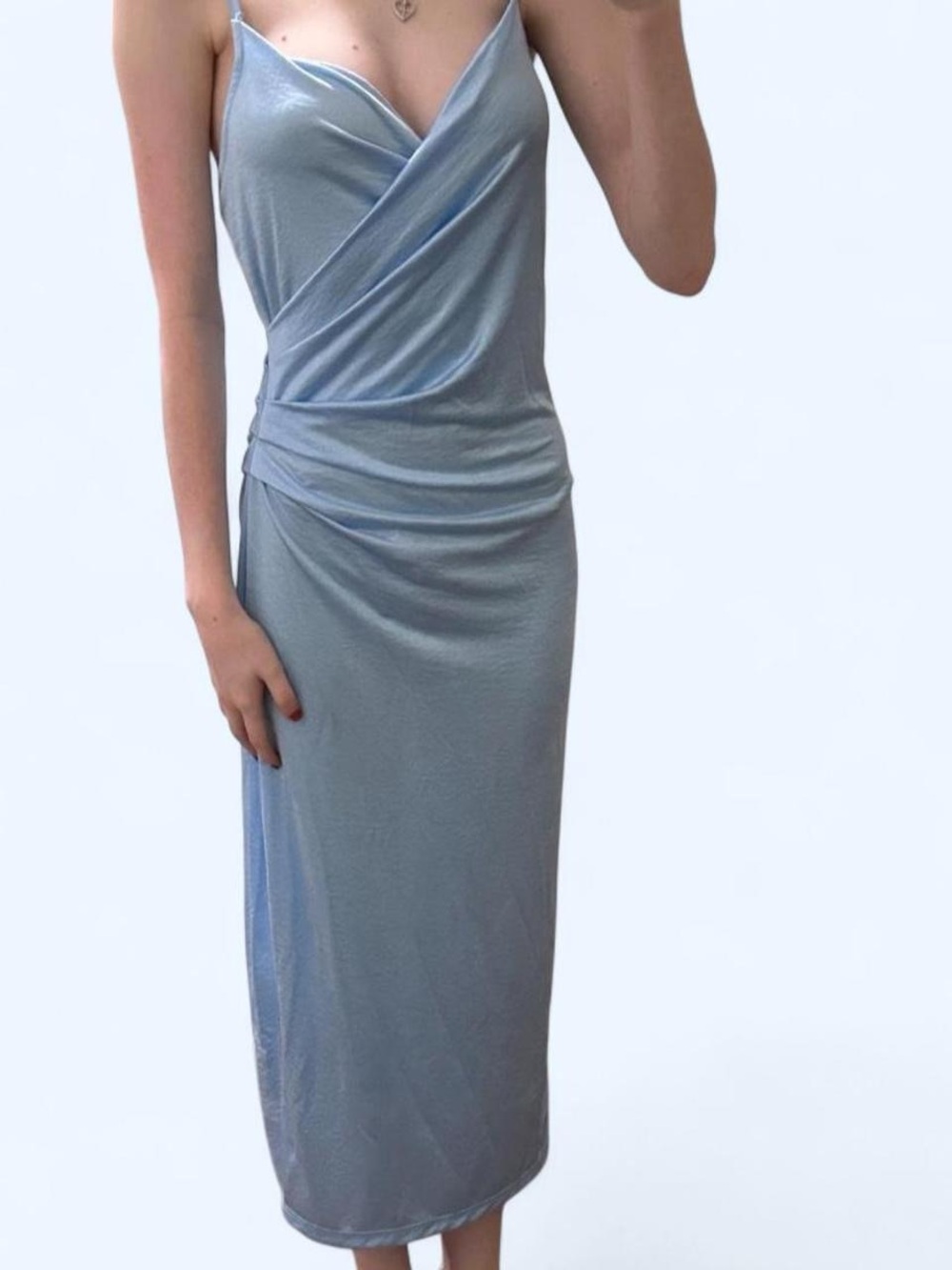 Rue21 Light Blue Satin Wrap Midi Dress